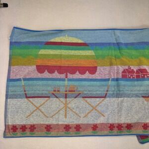 Vintage Body Towels by Saydah Beach Towel Lake Scene Water Skiing Cotton 51x26